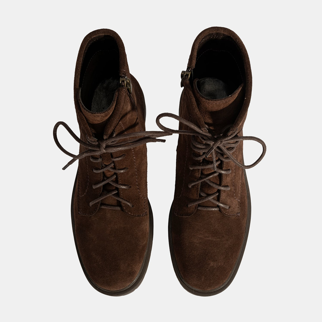 Kadın Kahve Bağcık Detaylı Süet Bot