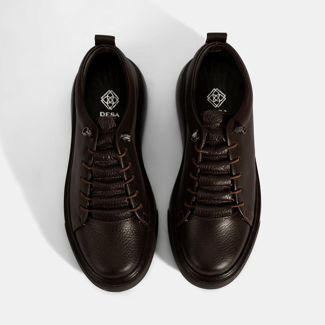 Kadın Kahve Bağcıklı Deri Spor Ayakkabı