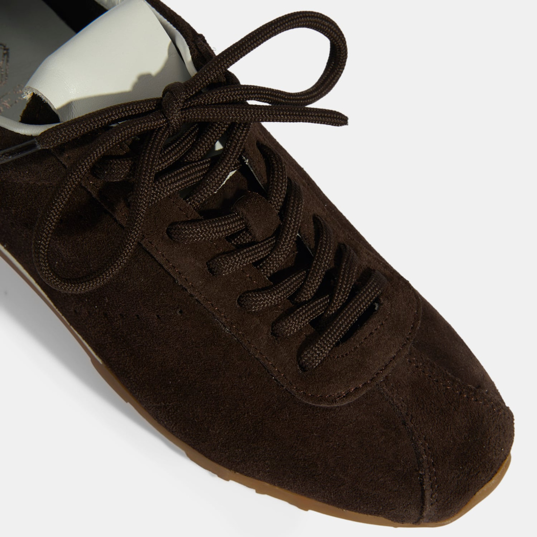 Kadın Kahve Bağcıklı Süet Spor Ayakkabı