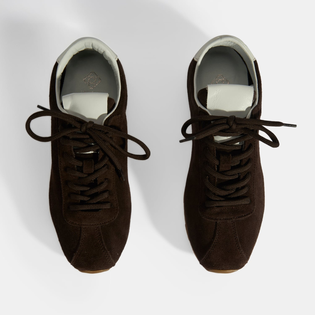 Kadın Kahve Bağcıklı Süet Spor Ayakkabı