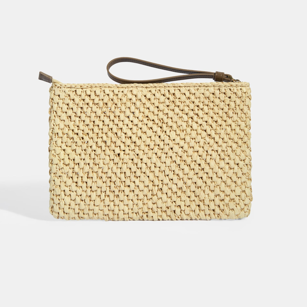 Kadın Kahve Çiçek Detaylı Hasır El Çantası