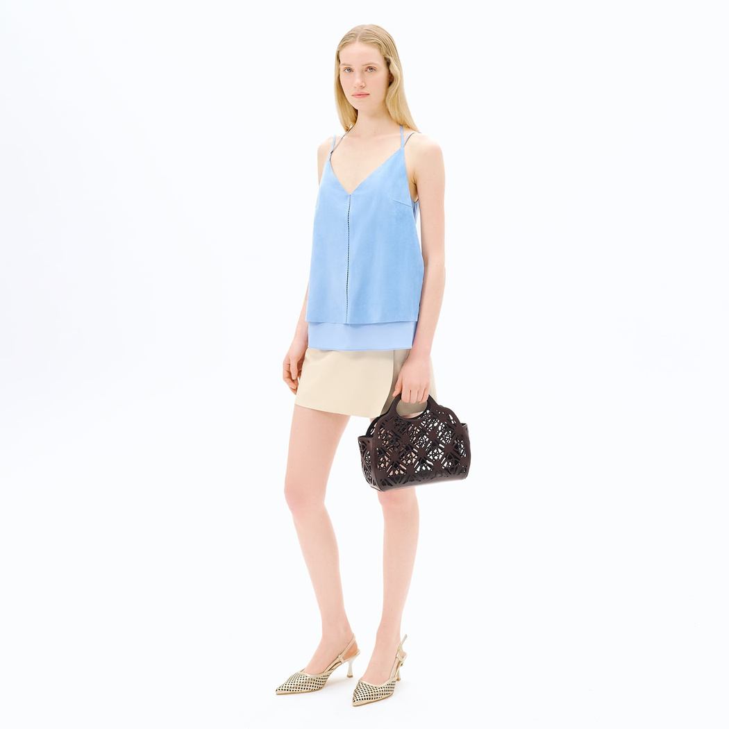 Kadın Kahve Çiçek Logolu El Çantası