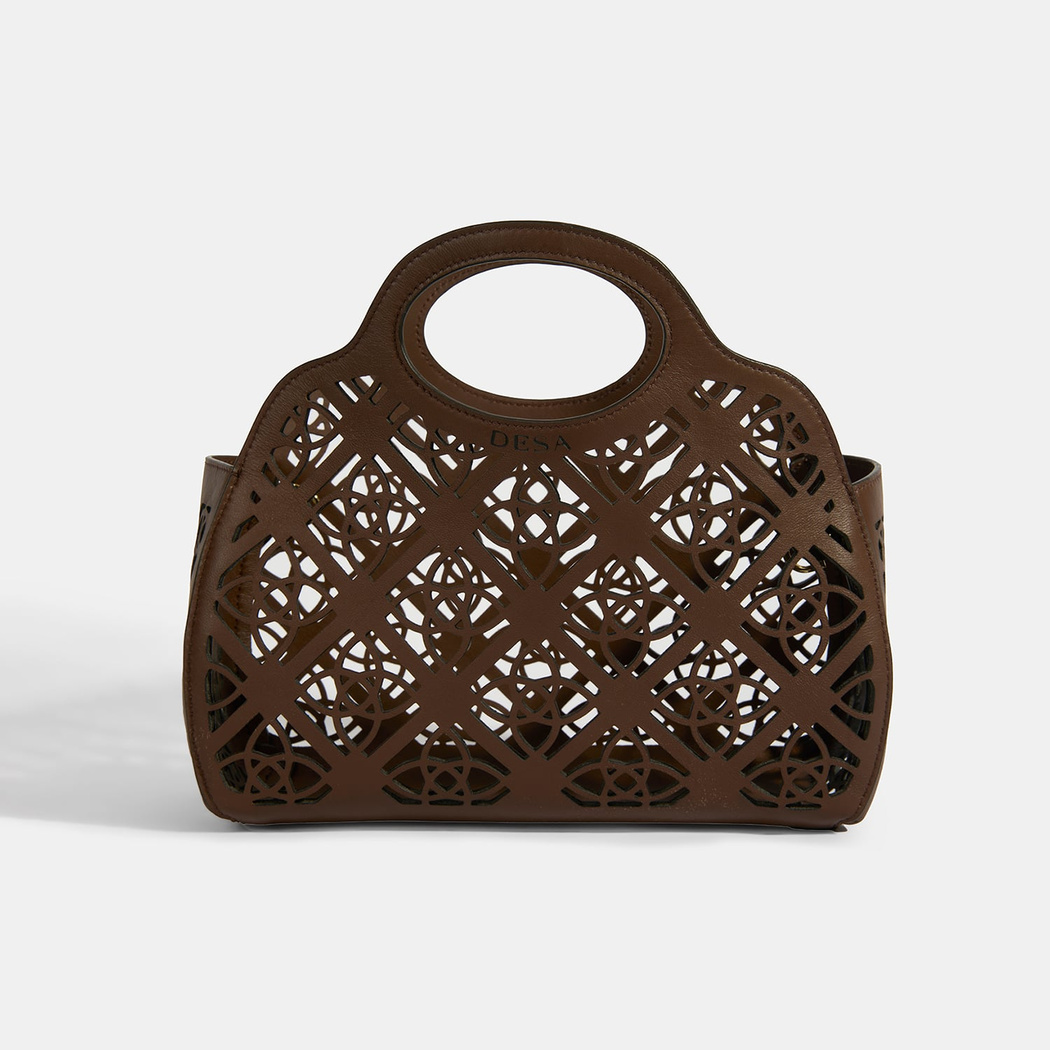 Kadın Kahve Çiçek Logolu El Çantası