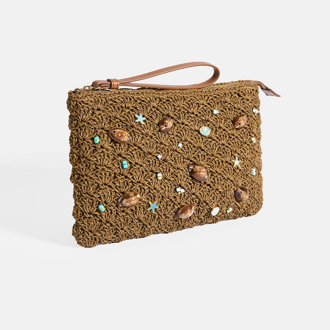 Kadın Kahve Deniz Yıldızı Figürlü El Çantası