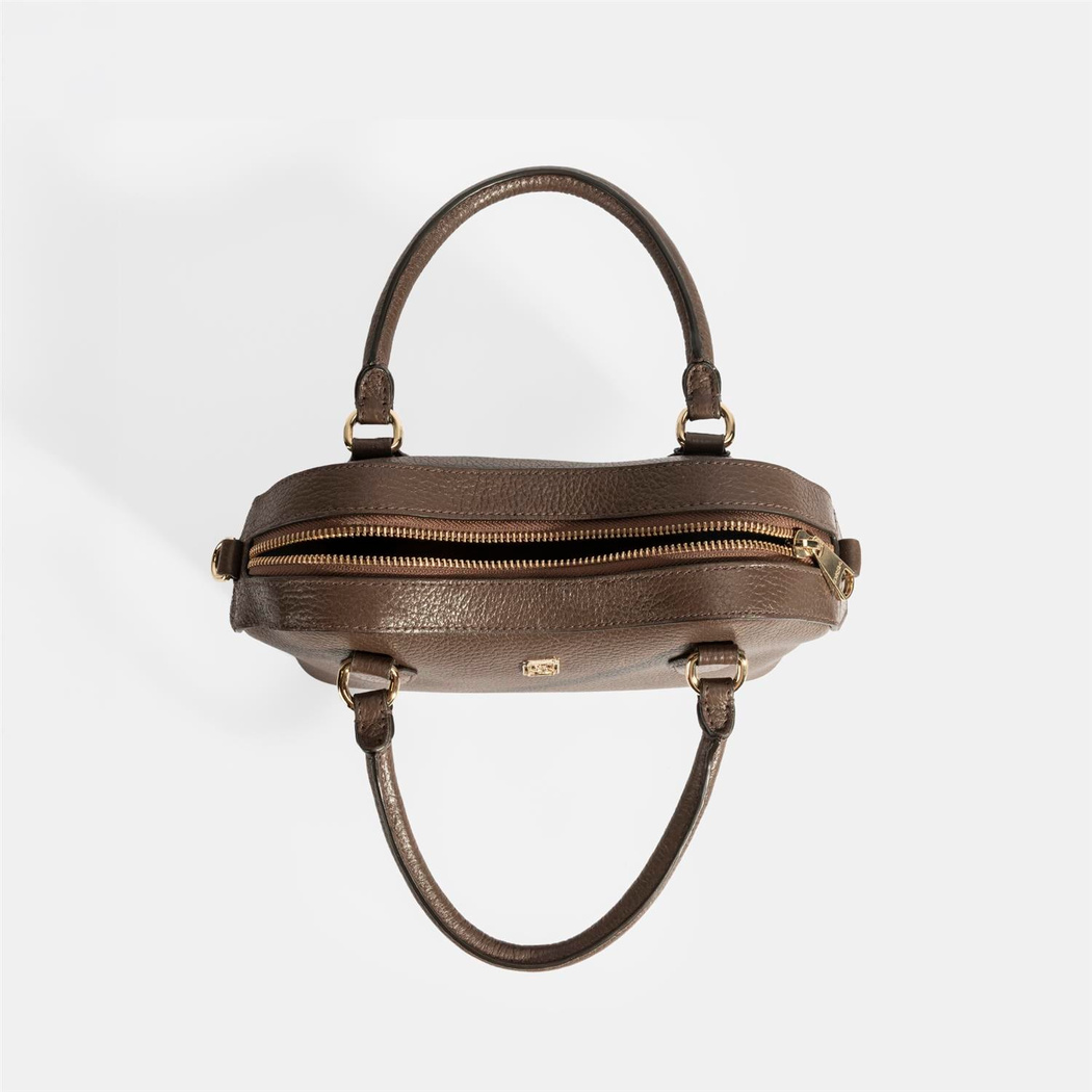 Kadın Kahve Deri Çanta Aksesuarlı Mini El Çantası