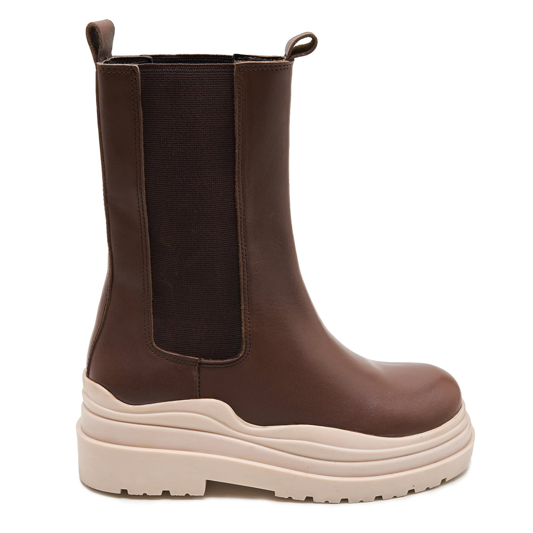 Kadın Kahve Deri Chelsea Bot