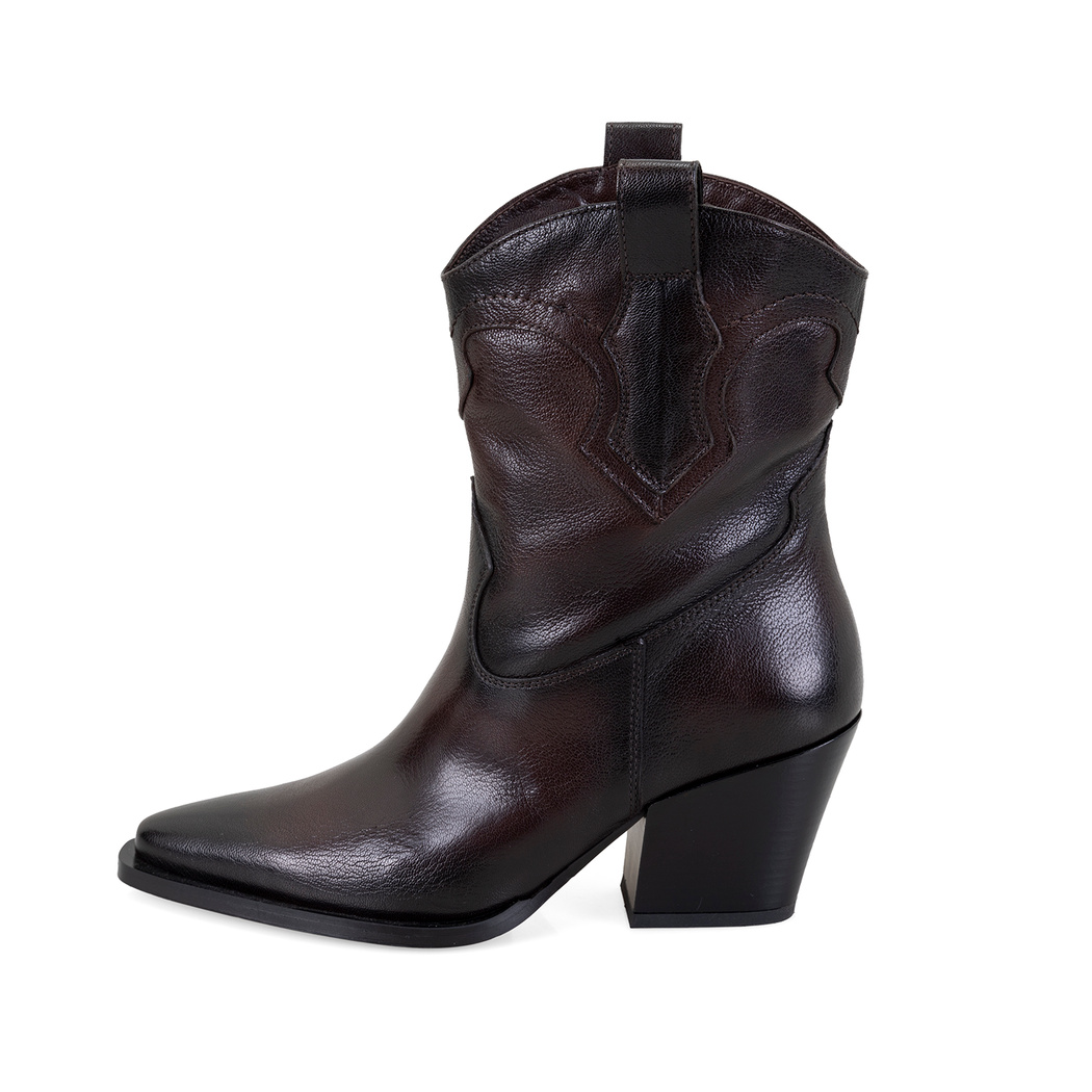 Kadın Kahve Deri Kovboy Bot