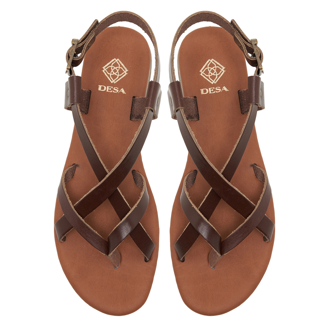 Kadın Kahve Deri Sandalet