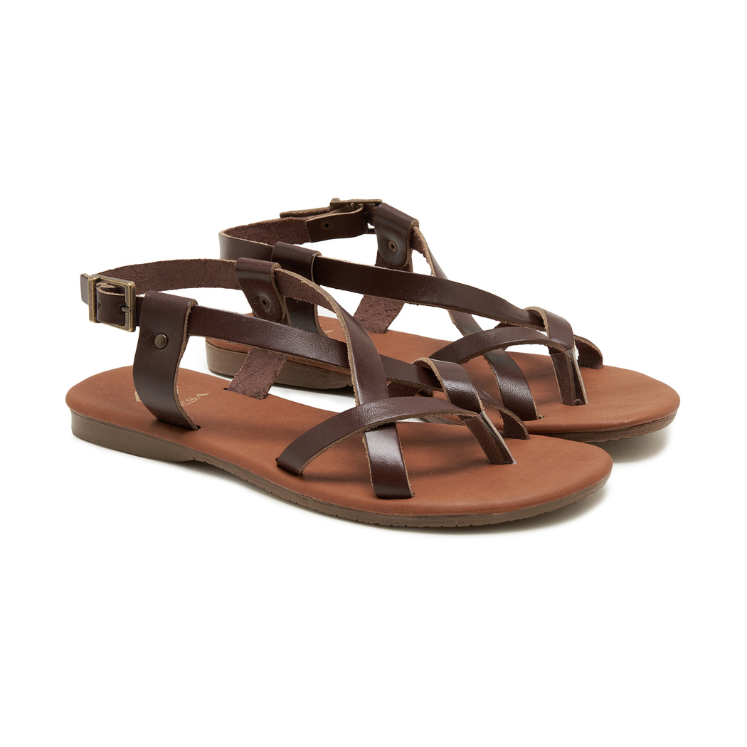 Kadın Kahve Deri Sandalet