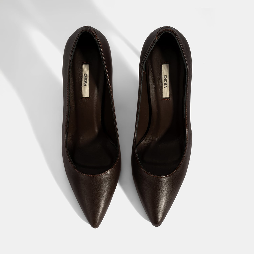 Kadın Kahve Deri Stiletto