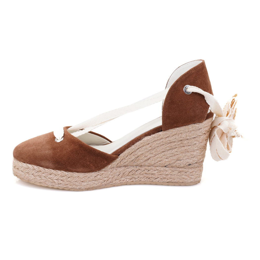 Kadın Kahve Dolgu Topuk Süet Espadril
