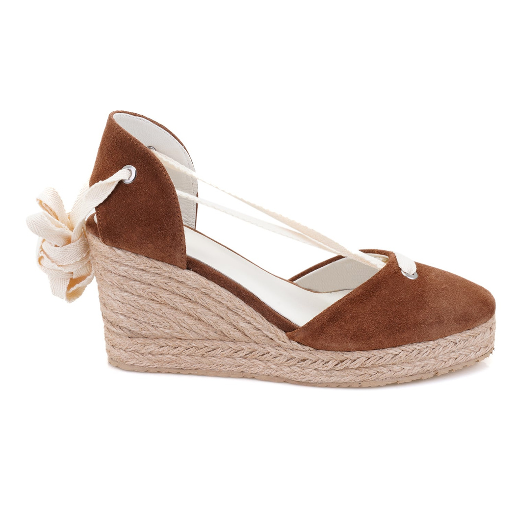 Kadın Kahve Dolgu Topuk Süet Espadril