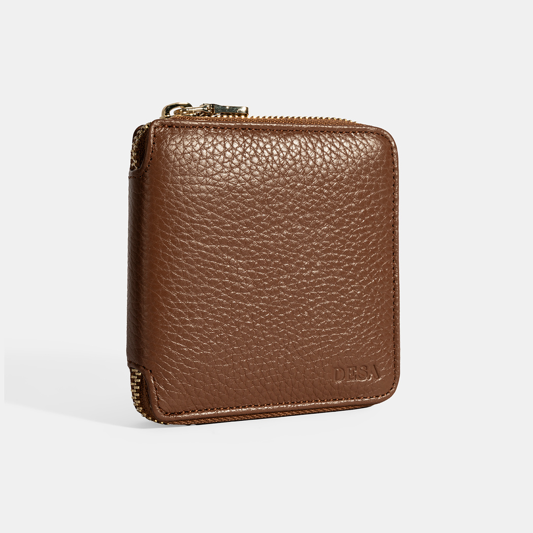Kadın Kahve Fermuarlı Deri Cüzdan