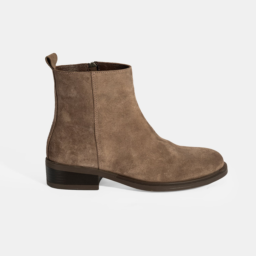 Kadın Kahve Fermuarlı Süet Deri Bot