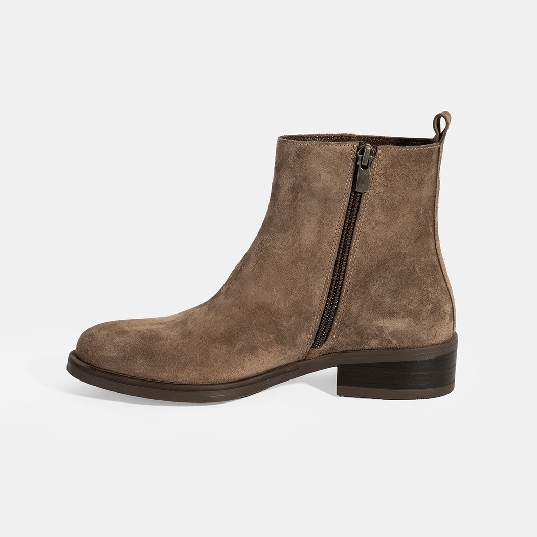 Kadın Kahve Fermuarlı Süet Deri Bot