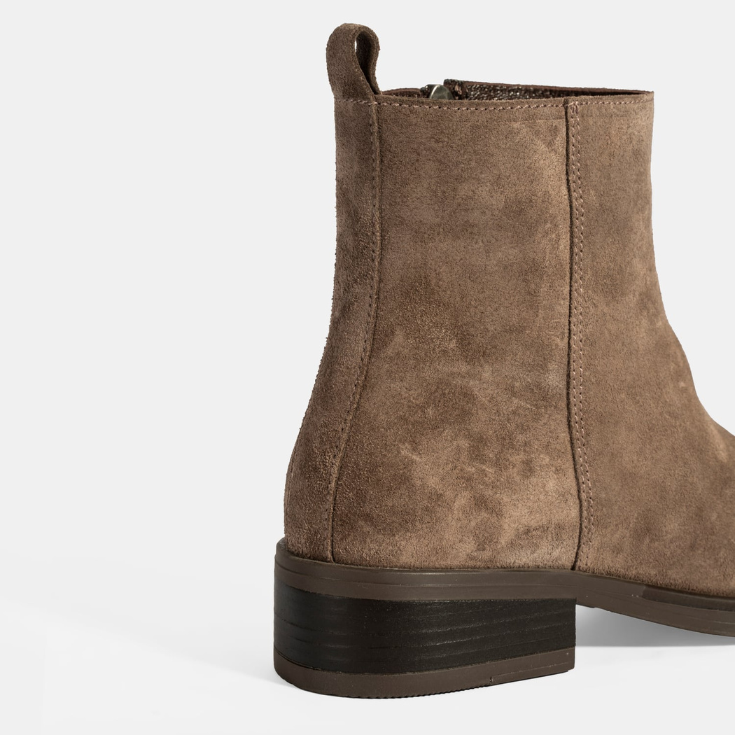 Kadın Kahve Fermuarlı Süet Deri Bot