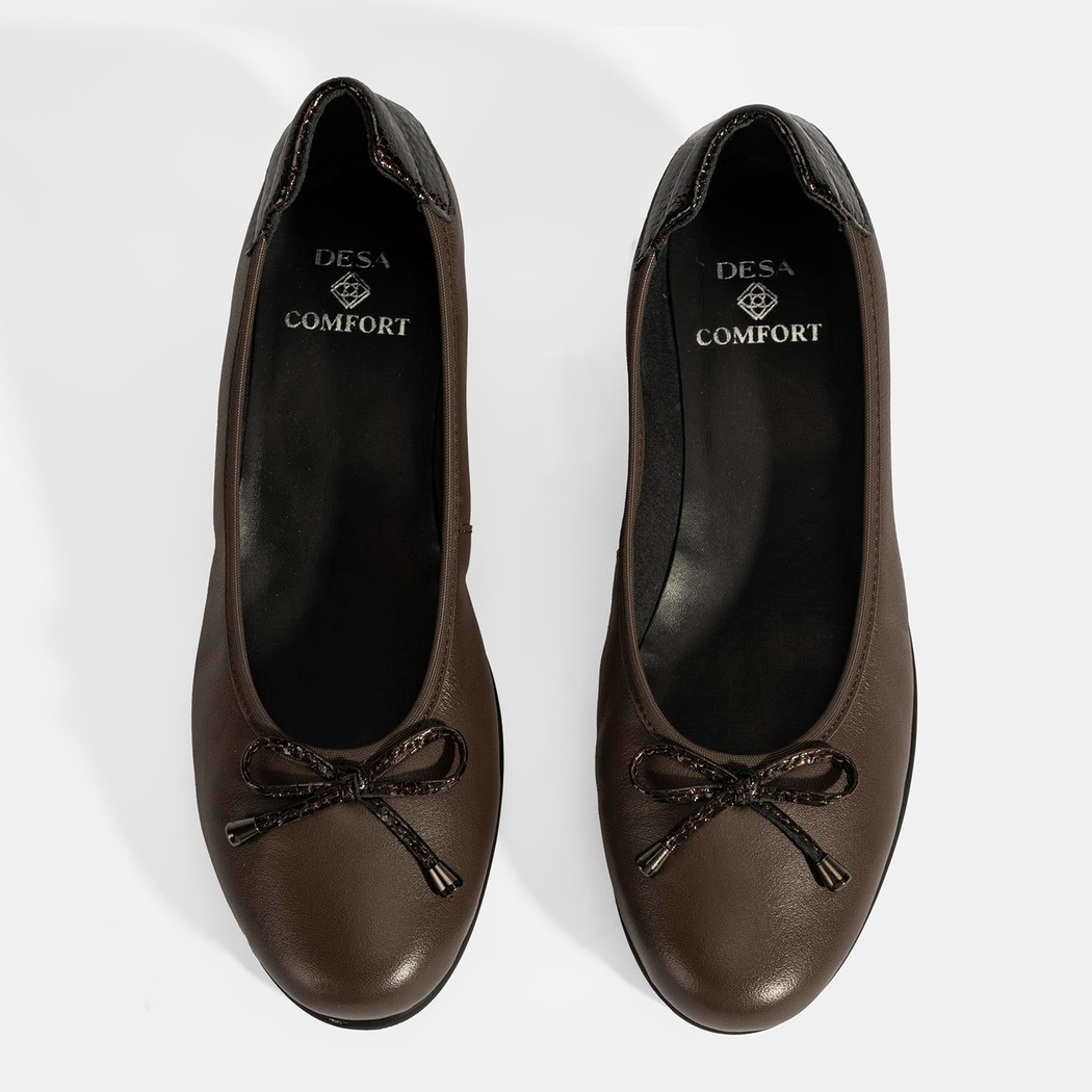 Kadın Kahve Fiyonk Detaylı DesaComfort Deri Ayakkabı