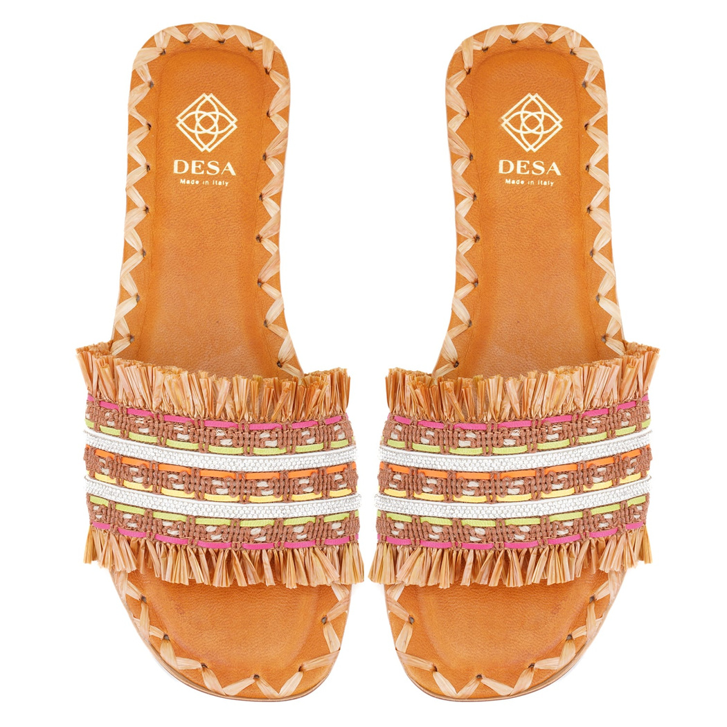 Kadın Kahve Hasır Örgülü Terlik