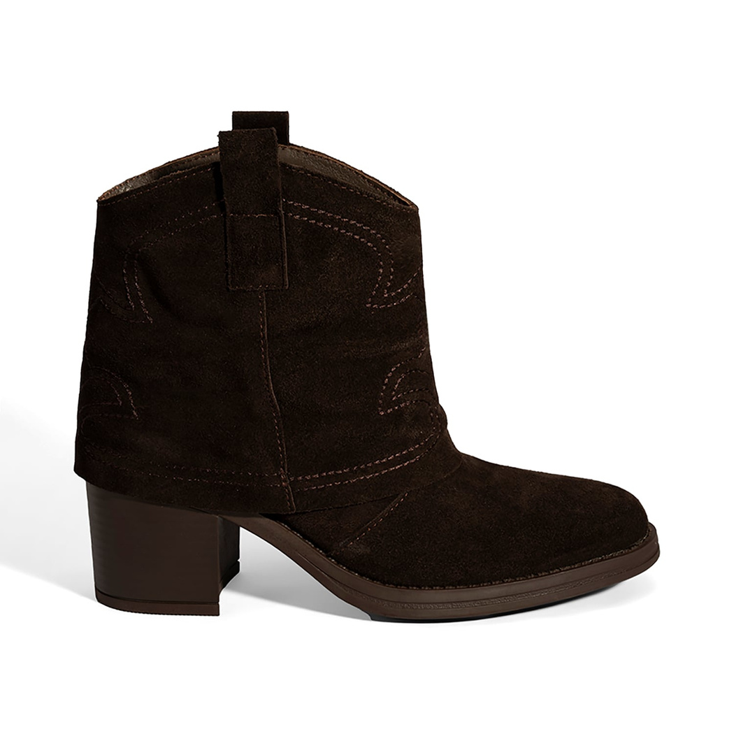 Kadın Kahve İşleme Detaylı Kalın Topuklu Bot