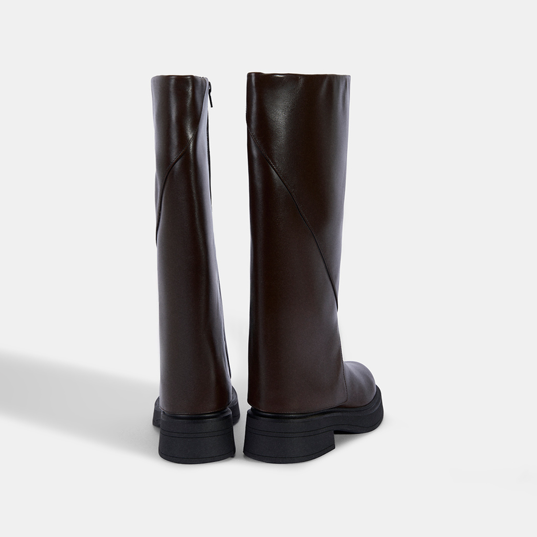 Kadın Kahve Katlama Detaylı Deri Çizme