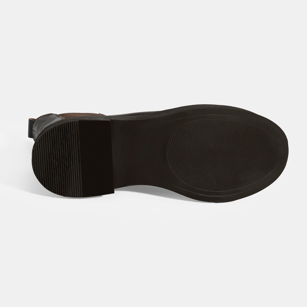 Kadın Kahve Lastik Detaylı Deri Bot