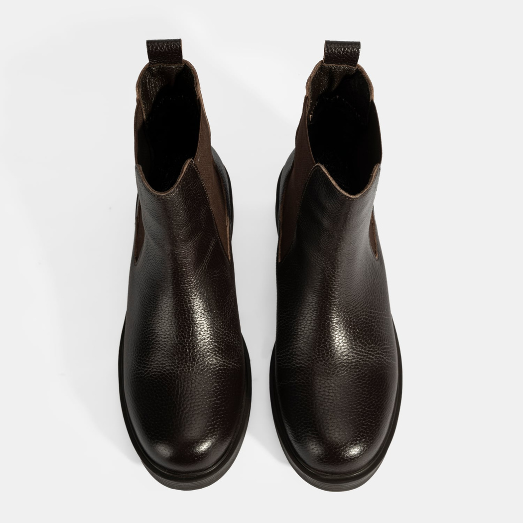 Kadın Kahve Lastik Detaylı Deri Bot