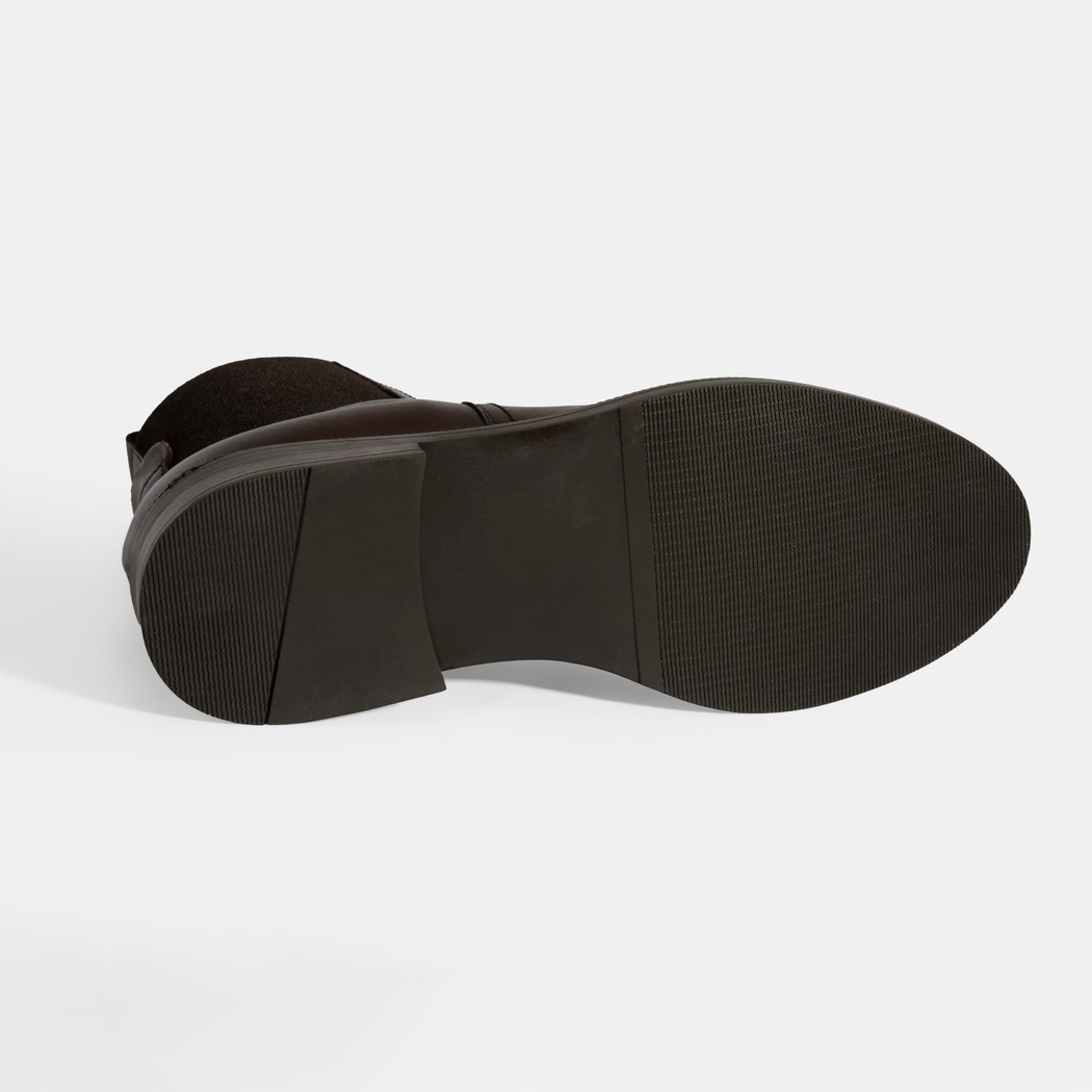 Kadın Kahve Lastik Detaylı Deri Bot