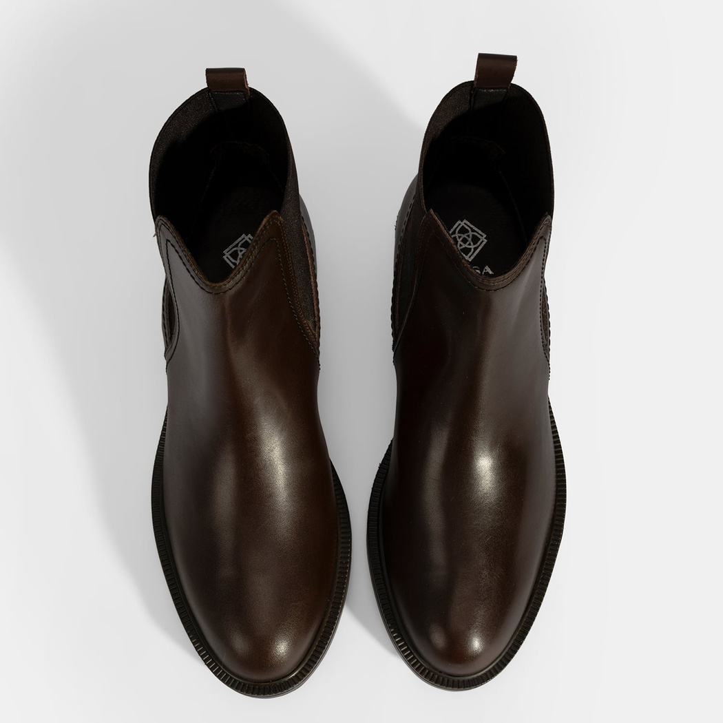 Kadın Kahve Lastik Detaylı Deri Bot