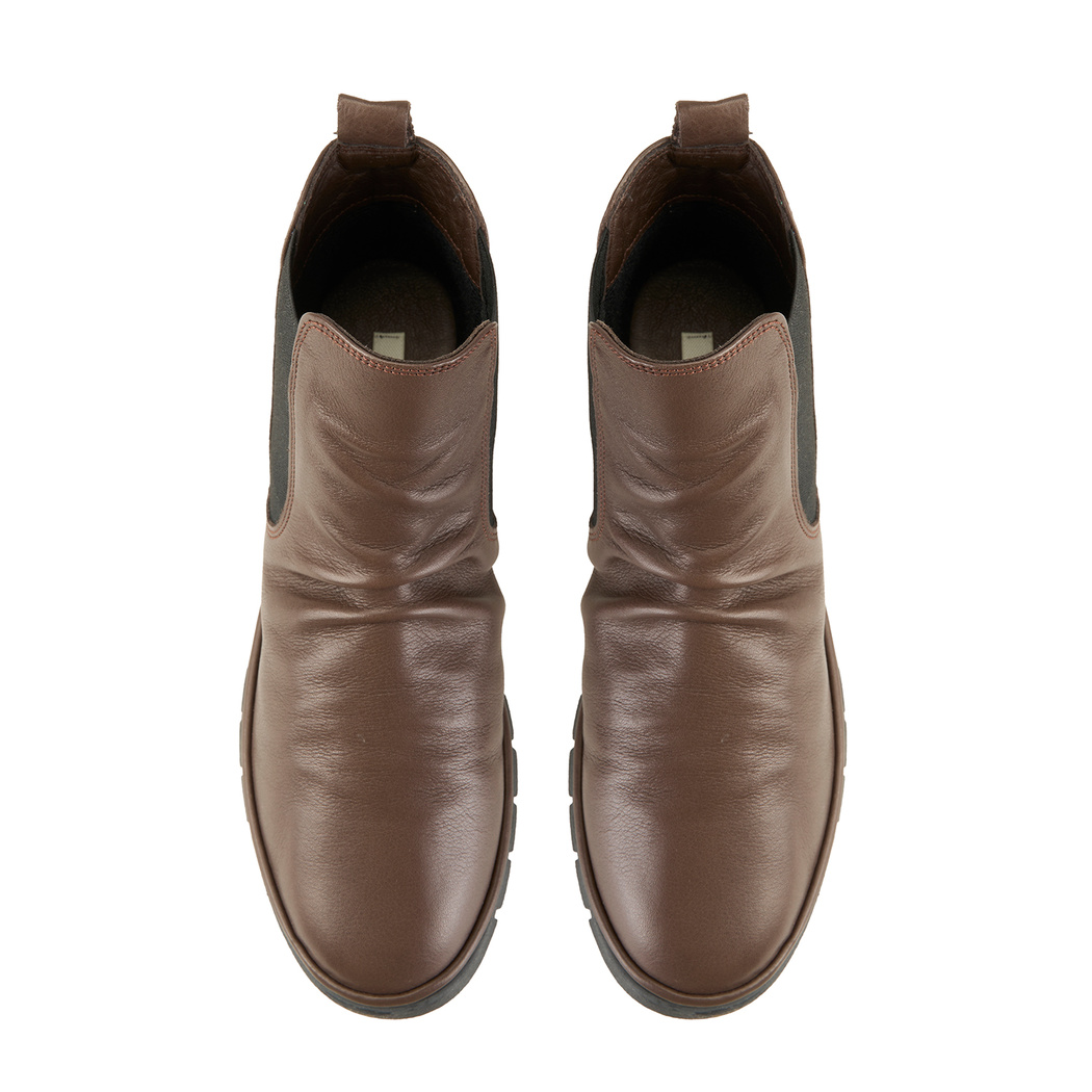 Kadın Kahve Lastikli Deri Bot