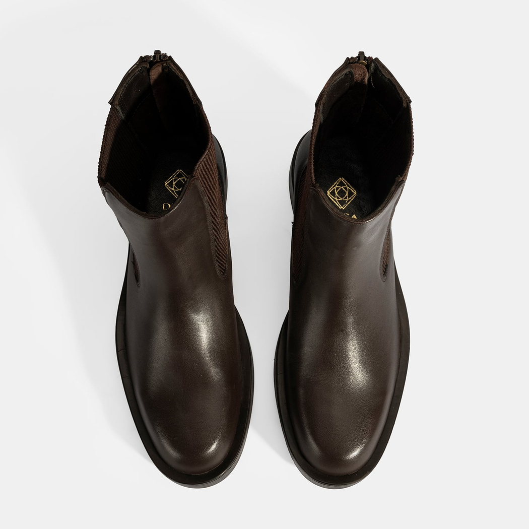 Kadın Kahve Lastikli Deri Chelsea Bot