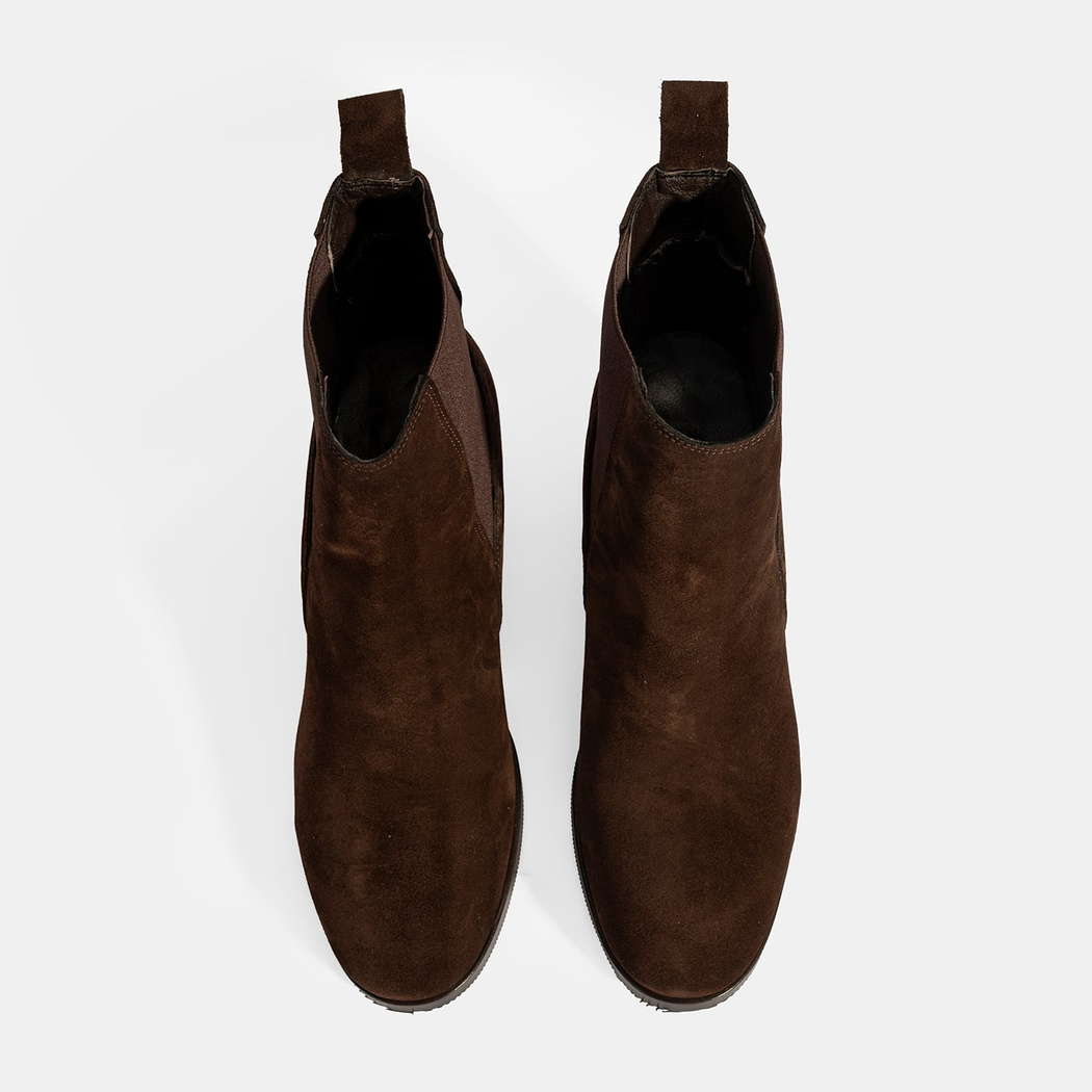 Kadın Kahve Lastikli Topuklu Süet Bot