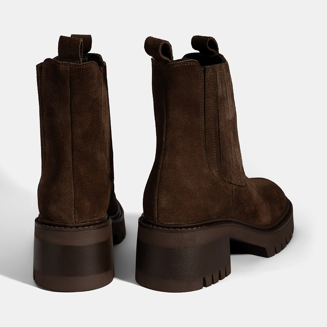 Kadın Kahve Lastikli Topuklu Süet Chelsea Bot