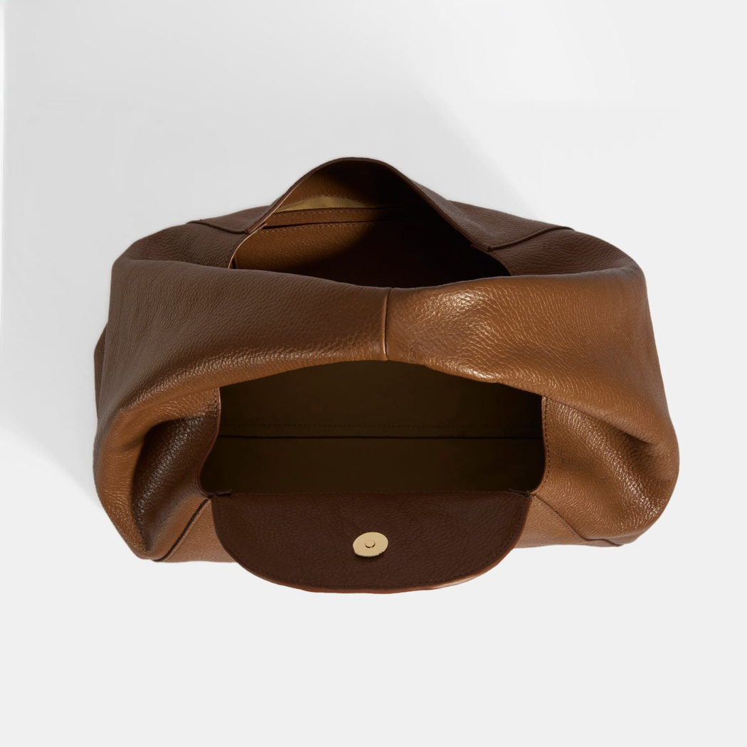 Kadın Kahve Logo Baskılı Deri El Çantası