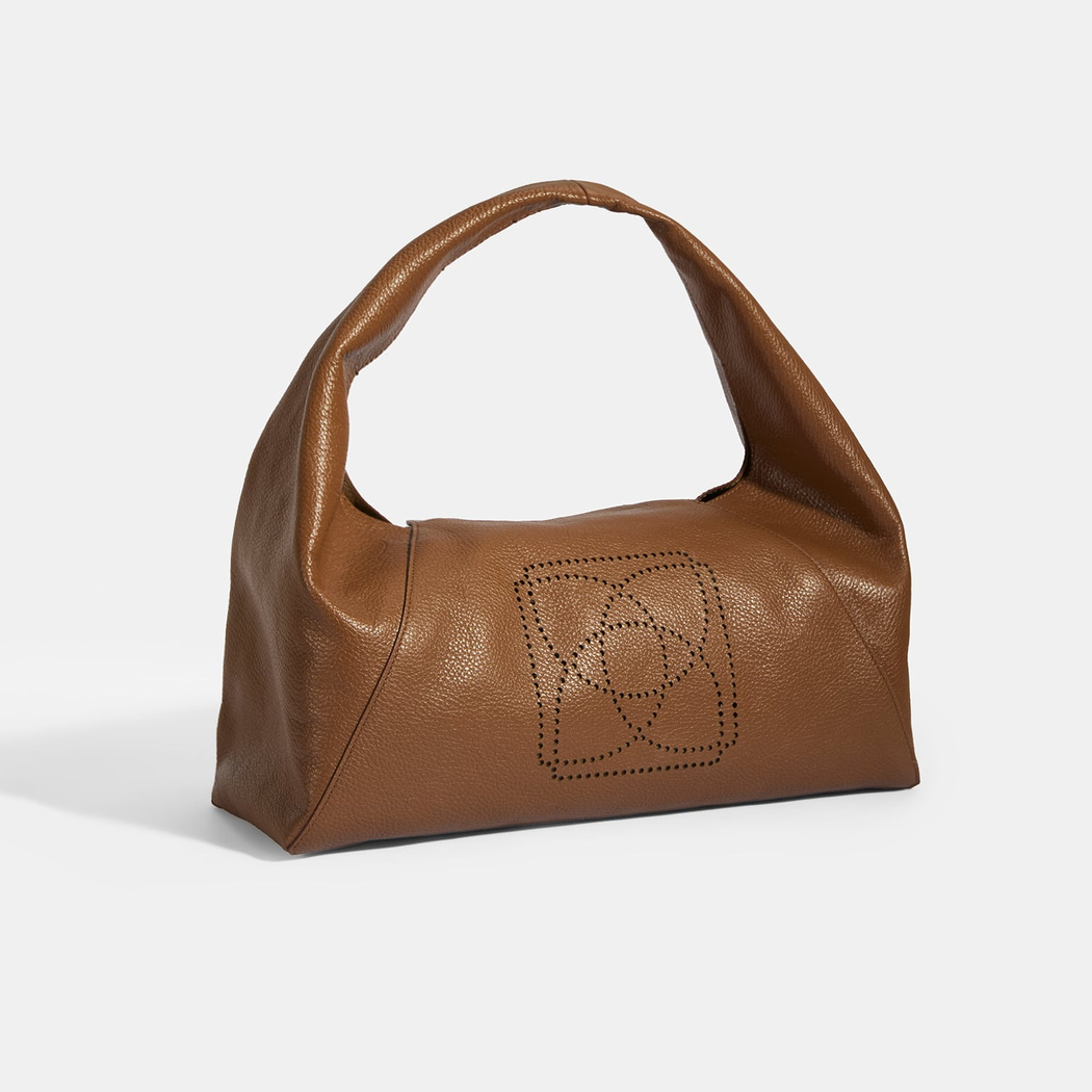 Kadın Kahve Logo Baskılı Deri Omuz Çantası