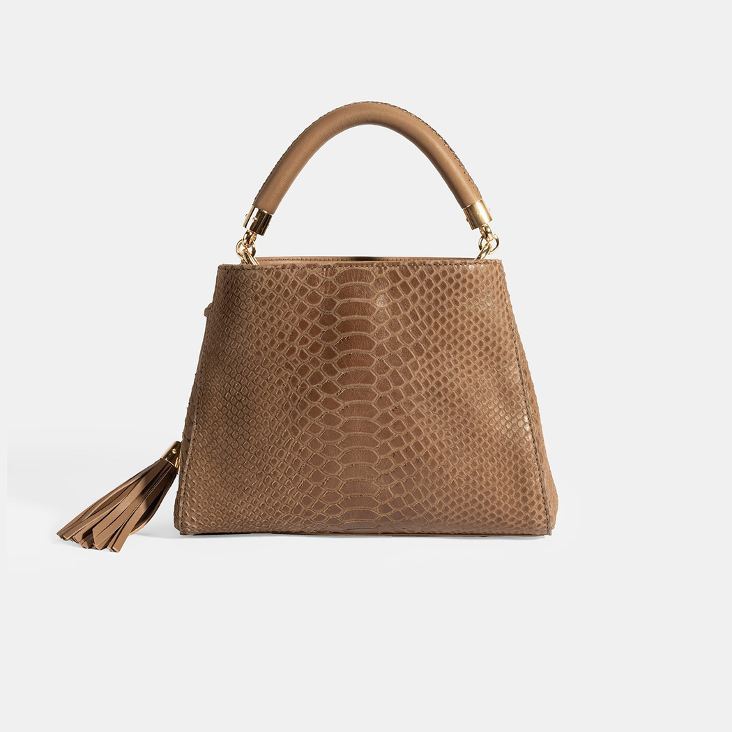 Kadın Kahve Püskül Aksesuarlı Deri El Çantası