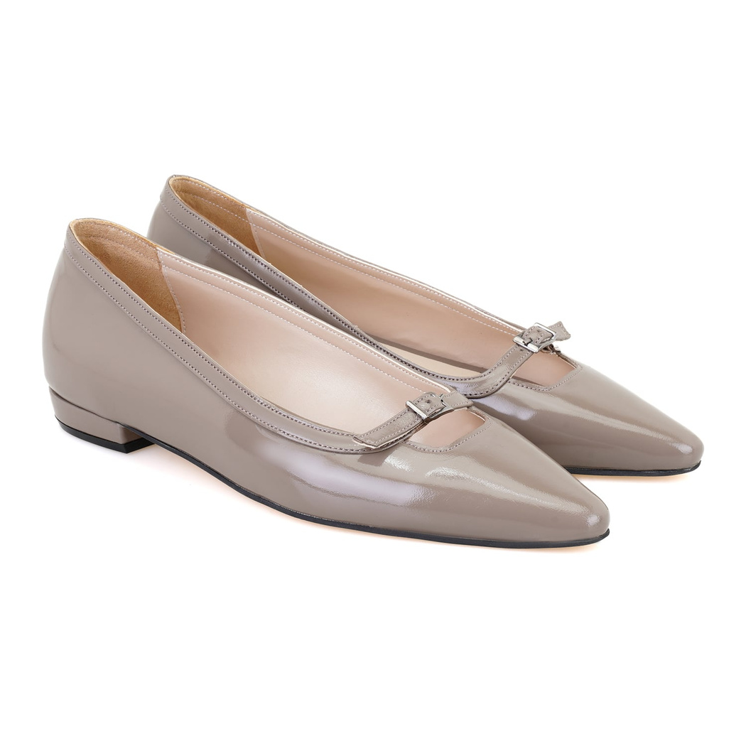 Kadın Kahve Rugan Deri Babet