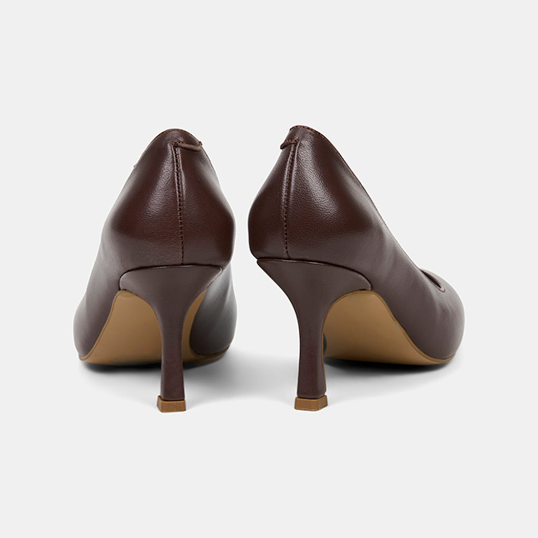 Kadın Kahve Sivri Burunlu Klasik Deri Stiletto