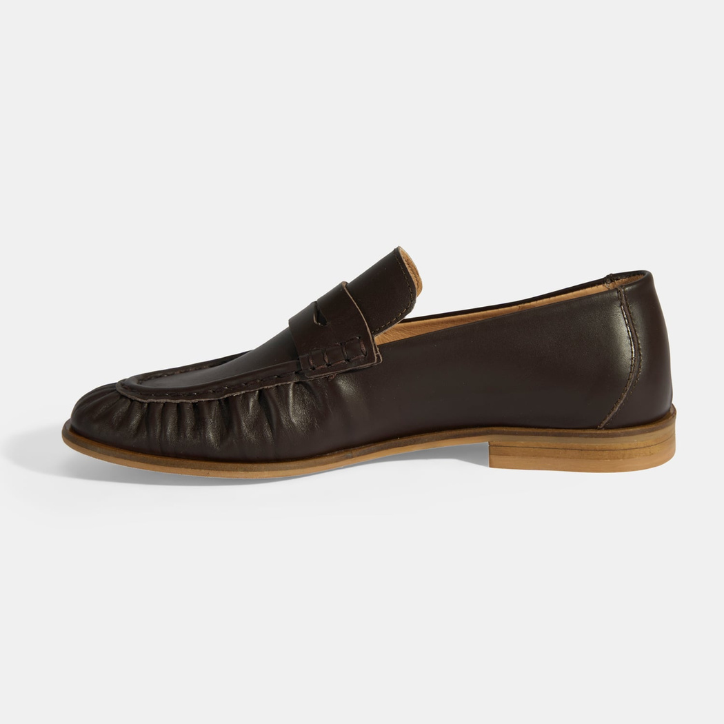 Kadın Kahve Slip-On Deri Loafer