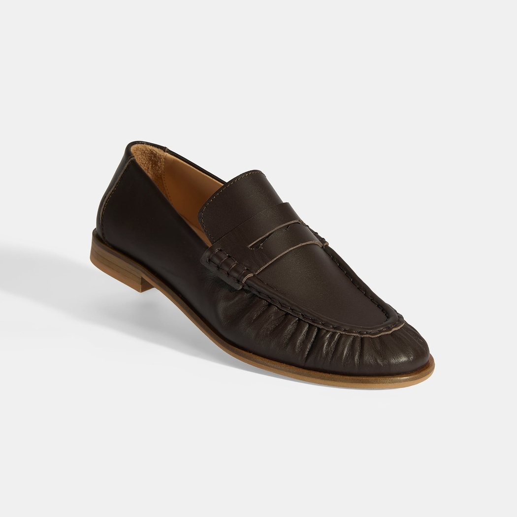 Kadın Kahve Slip-On Deri Loafer