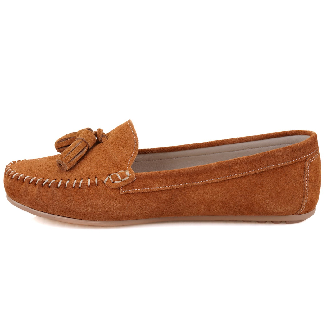 Kadın Kahve Süet Deri Loafer
