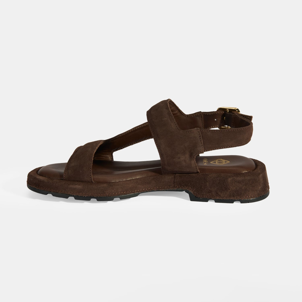 Kadın Kahve Süet Tokalı Sandalet