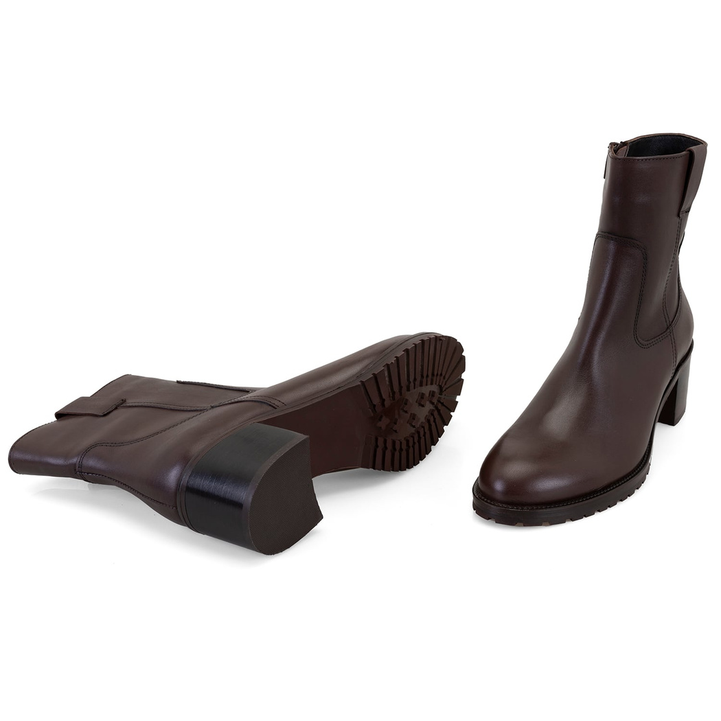 Kadın Kahve Topuklu Deri Bot