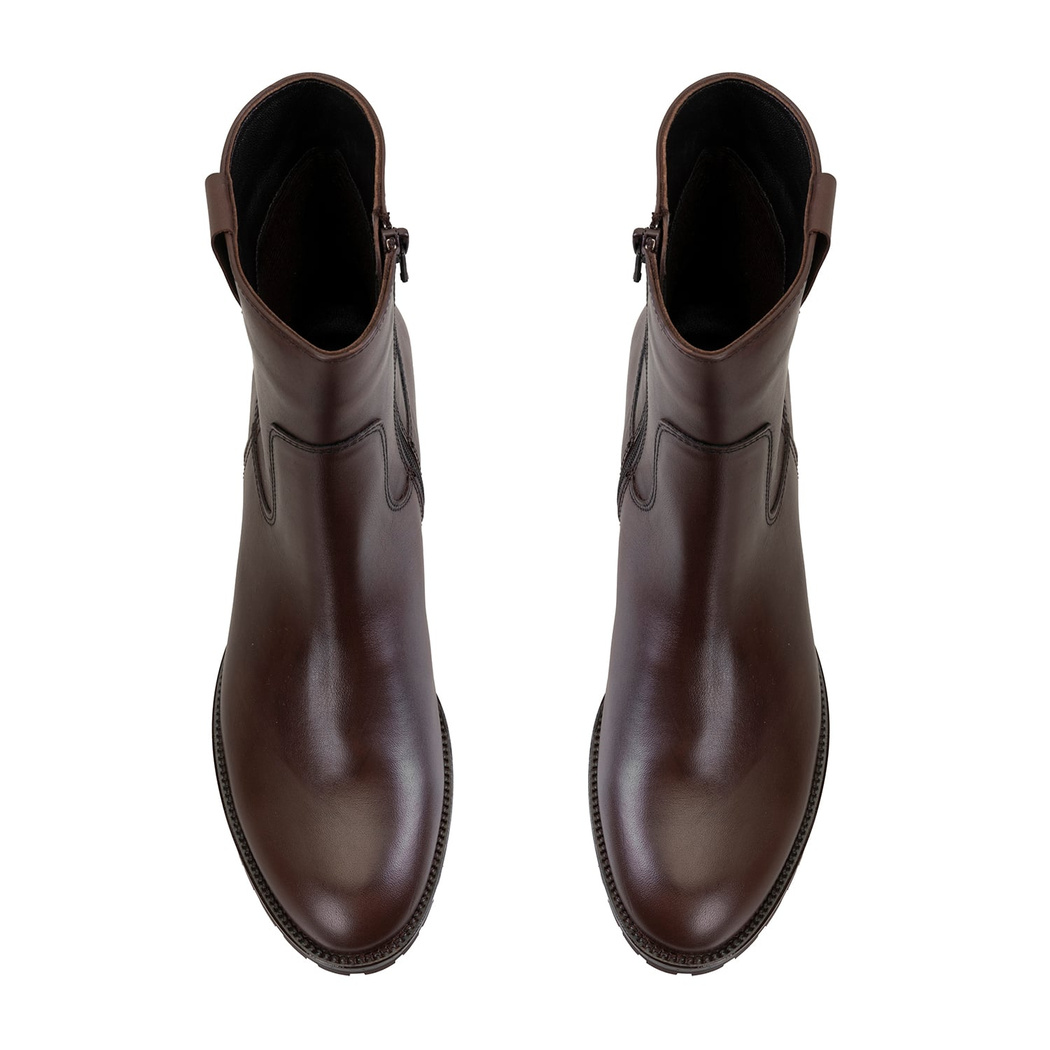 Kadın Kahve Topuklu Deri Bot