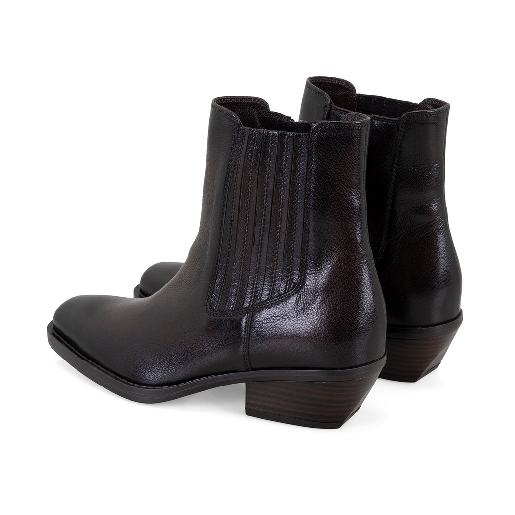 Kadın Kahve Topuklu Deri Kovboy Botu