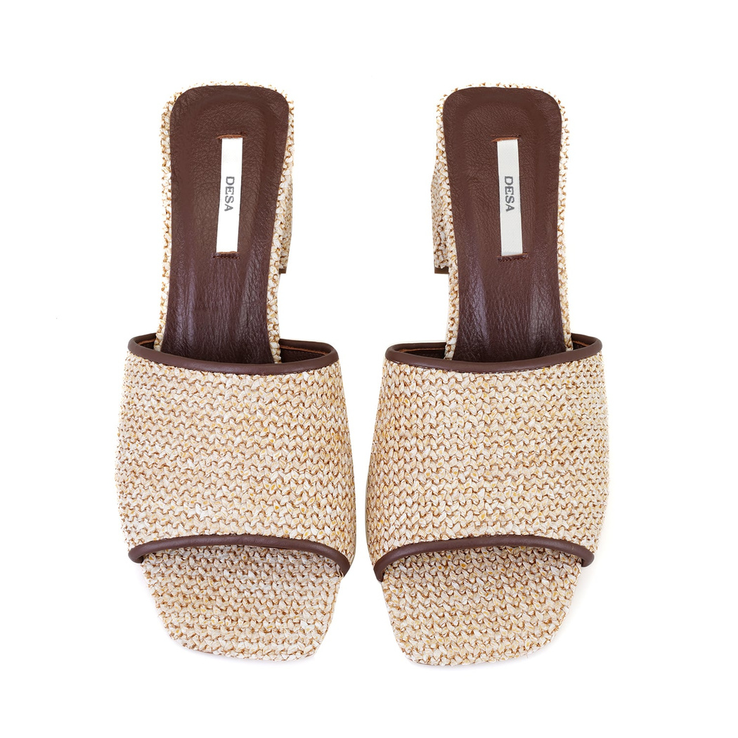 Kadın Kahve Topuklu Hasır Terlik