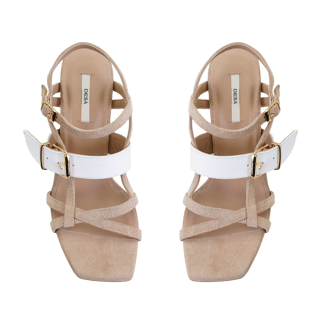 Kadın Kahve Topuklu Süet Deri Sandalet