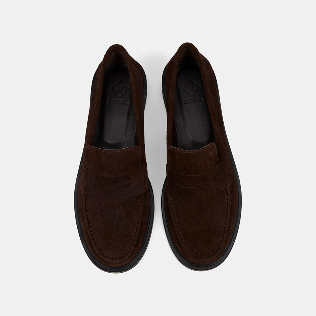 Kadın Kahve Yuvarlak Burun Süet Deri Loafer