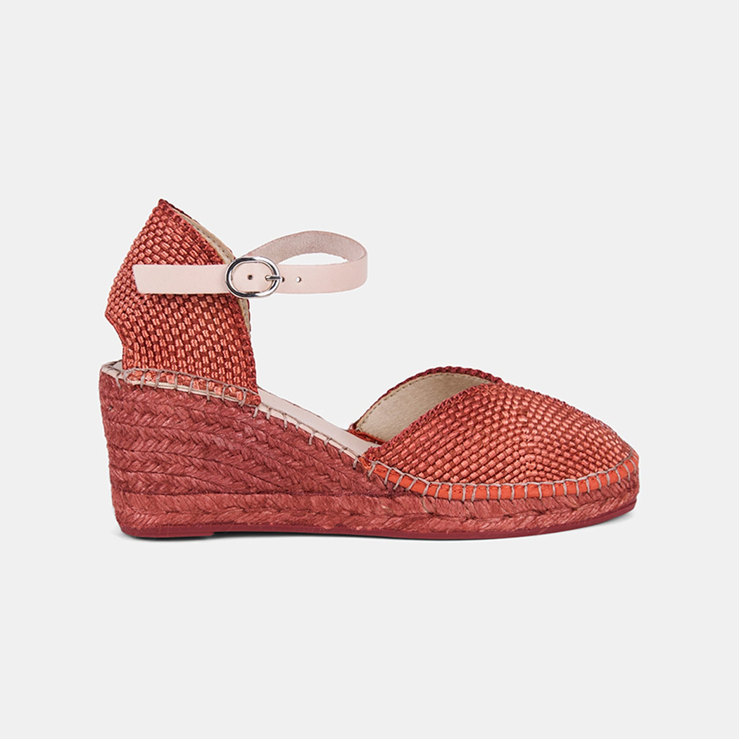 Kadın Kiremit Dolgu Topuklu Hasır Espadril
