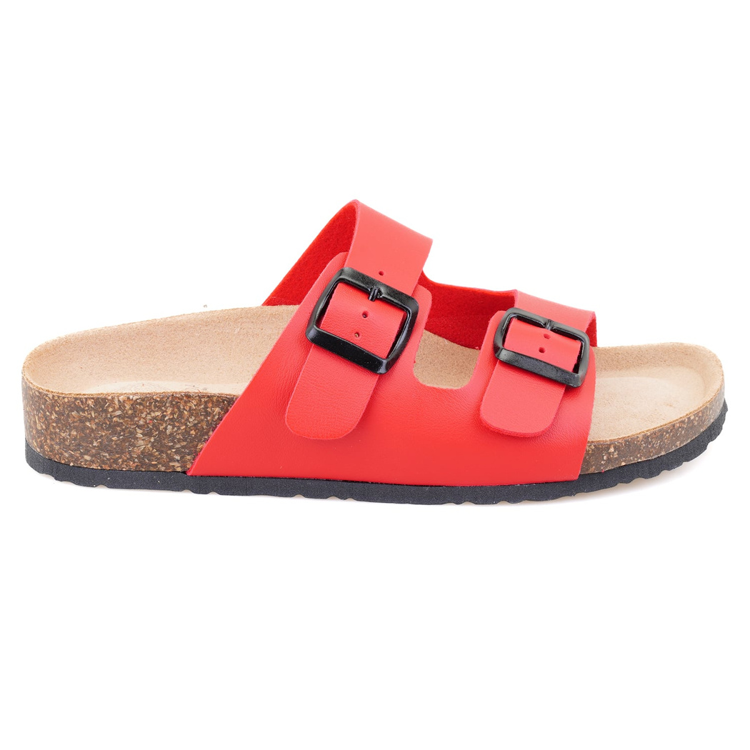 Kadın Kırmızı Ayarlanabilir Tokalı Terlik