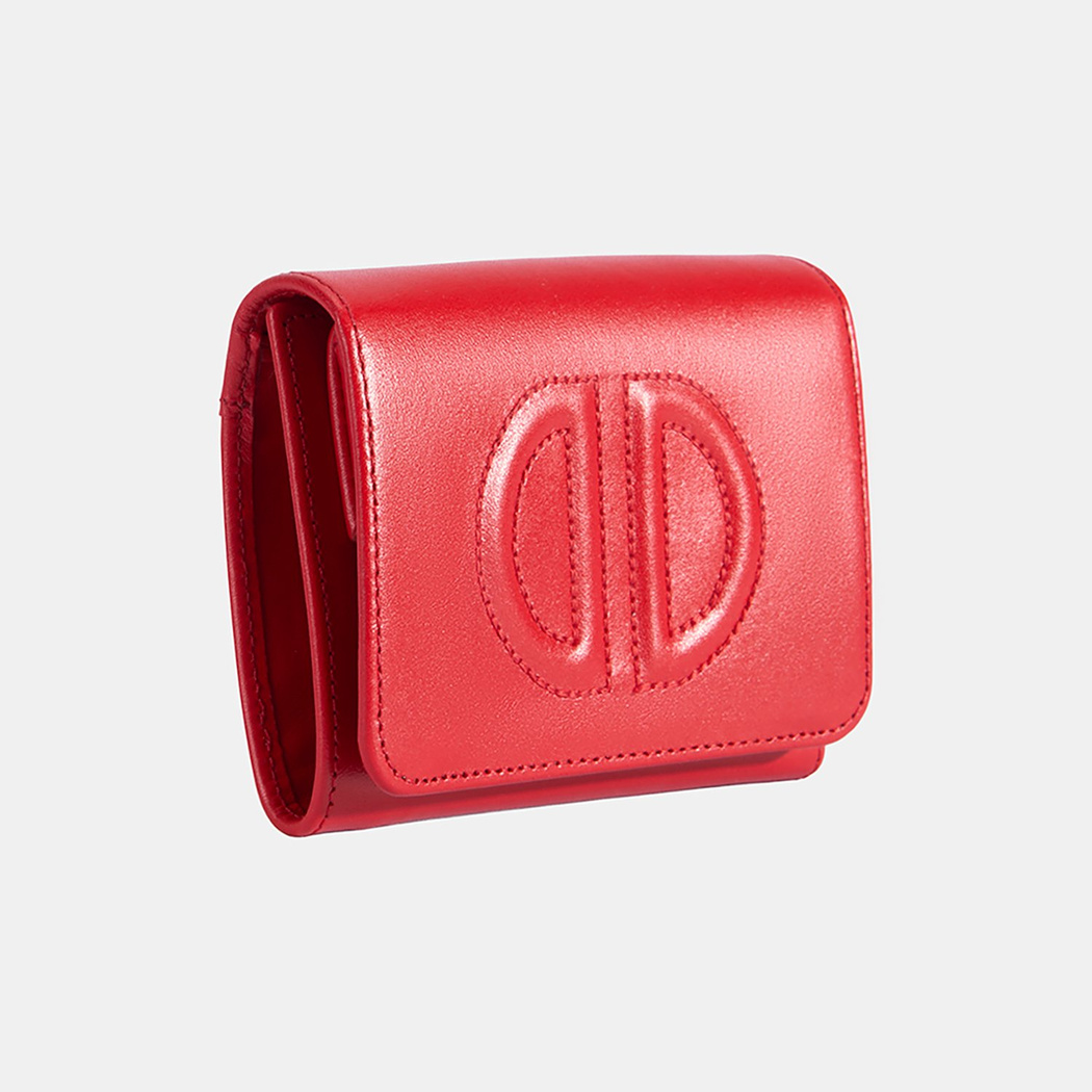 Kadın Kırmızı D Logolu Deri Cüzdan